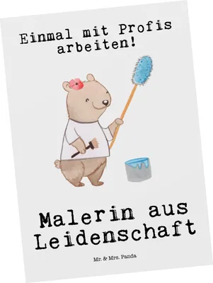 Produktbild von Mr. & Mrs. Panda Ansichtskarte Malerin Leidenschaft - Weiß - Geschenk, Witzig, Maler, Ansichtskarten, bildkarte, Malerbetrieb, Gesellenprüfung, Kunstkarten, Postkarte