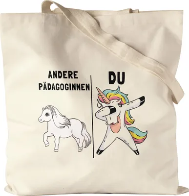 Produktbild von Andere Pädagoginnen Du Jutebeutel Stoffbeutel Canvas  Pferd Einhorn Humor Lustig Unicorn Geschenk Apotheke