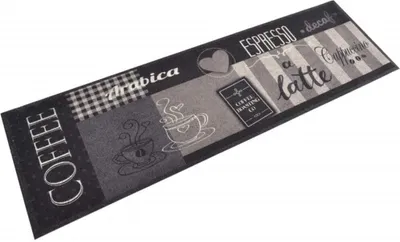 Produktbild von Küchenteppich Waschbar Coffee Schwarz 45x150 cm Samt