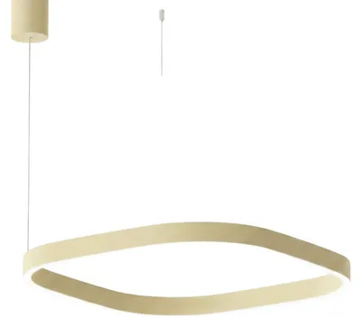 Produktbild von Criseide S/1P Q Pendelleuchte – 60 W LED, 3000 K, 4300 lm, beigefarbenes Aluminium – dimmbar, zweifarbige Phasenanschnittsbeleuchtung – Gealuce