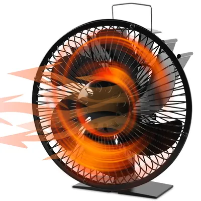 Produktbild von Eikuavons Kaminventilator 6 Flügel mit Schutzgitter, Kaminofen Ventilator wärmebetriebener Ofenventilator ohne Strom, leise, mit Ofenthermometer für Holzofen