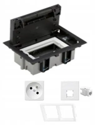 Produktbild von Efapel Bodendose mit 1x Schuko und 1x RJ45 Netzwerk