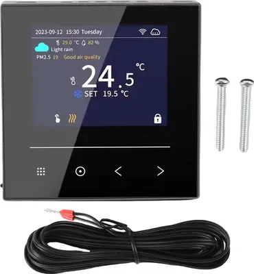 Productafbeelding van Slimme thermostaat met WiFi en LCD-kleurendisplay - Bediening via smartphone-app, geschikt voor elektrische vloerverwarmingssystemen in huis