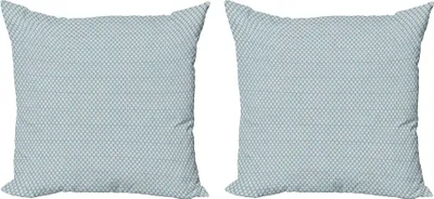 Obrázok produktu pre ABAKUHAUS Modro-biela súprava obliečok na vankúš (2ks), čmáraný listový vzor s pastelovým farebným pozadím - tropický list, 45 x 45 cm, svetlo modrá a biela