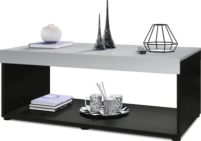 Produktbild von Vladon Couchtisch Pure,  Germany, Wohnzimmertisch in Kastenform, Schwarz matt/ Hellgrau Seidenmatt (104 x 40,5 x 58 cm)