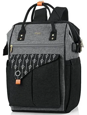 Productafbeelding van Rugzak voor dames, geschikt voor een 15,6-inch laptop, met USB-oplaadpoort, waterdicht, grijs