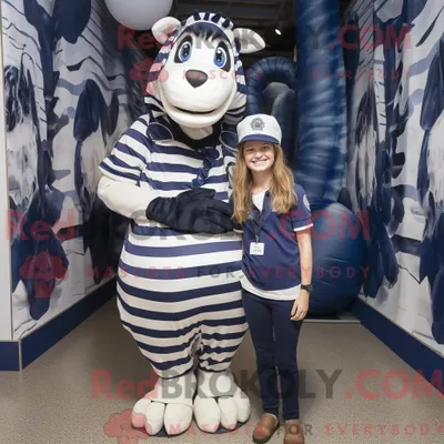 Produktbild von Marineblaues REDBROKOLY Zebra-Maskottchenkostüm mit Mom-Jeans und Fußkettchen