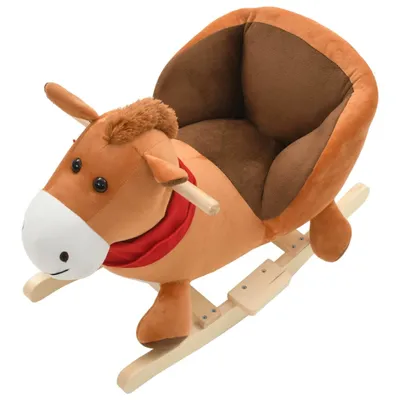 Immagine prodotto di vidaXL Cavallo a dondolo con schienale in peluche 60x32x50 cm Marrone