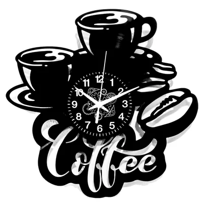 Wandklok met Kaffeedesign, Vinyl, 30 cm, Schwarz