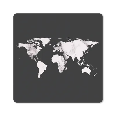 Produktbild von MuchoWow® Mauspad Mousepad Weltkarte - Schwarz und weiß - Marmor 30x30 cm - Mousepads - Maus Mat - Pad - Mausunterlage - Gaming