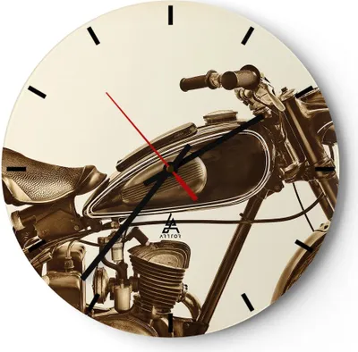 Produktbild von Wanduhr - Rund - Glasuhr - motor retro - 30x30cm - Schleichendes Uhrwerk - Lautlos - zum Aufhängen bereit - Dekoration Modern - Wanddekoration aus Glas - C3AR30x30-4086