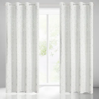 Produktbild von Vorhang GISEL weiß silber 140x250 cm Ösen Ösenvorhang