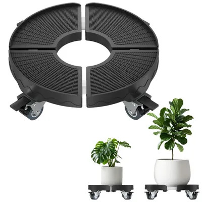Zdjęcie produktu dla Rolka do roślin QEENTOE, średnica 39-52 mm, regulowana, z obrotową platformą i kołami obrotowymi o 360°, udźwig 300 kg, pomoc transportowa do roślin (czarna)