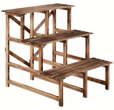 Produktbild von Pflanzenregal - Pflanzenregal mit Treppe - Pflanzenständer - Pflanzentisch - Blumenregal - 3-stöckiges, platzsparendes Design