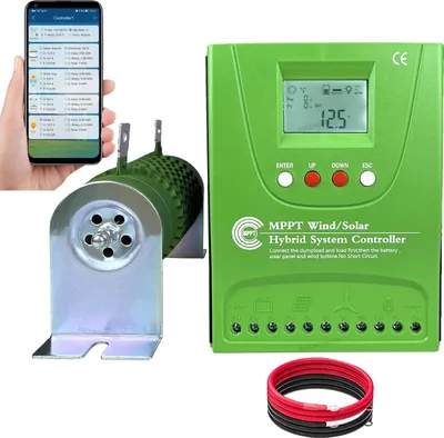 Obrázek produktu pro Větrný solární regulátor nabíjení, MPPT, Vestavěný Bluetooth, Větrný1,6 kW Solární1,2 kW, Auto 24V 48V, S Bluetooth