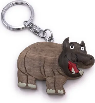 Immagine prodotto di Onwomania portachiavi in legno ippopotamo ippopotamo animale mammifero fascino ciondolo