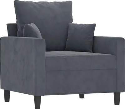 Imagen del producto de Sillón vidaXL, color gris oscuro, 60 cm, tapizado en terciopelo