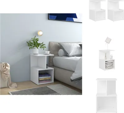 Obrázok produktu pre vidaXL Nočné stolíky 2 ks. Biele 35x35x55 cm Materiál na báze dreva - Nočné stolíky