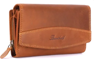 Produktbild von Benthill Damen Geldbörse Leder XXL - Großes Portemonnaie mit RFID Schutz - Echtleder Vintage Damenbörse inkl. Geschenkbox