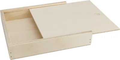 Image de Boîte en bois 142 x 128 x 20 mm, avec couvercle coulissant, boîte en bois, bouleau, non traité