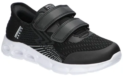 Produktbild von American Club ES206, Kinder Sportschuhe Klettverschluss Easy Ins Leder-Einlegesohle, Schwarz 34