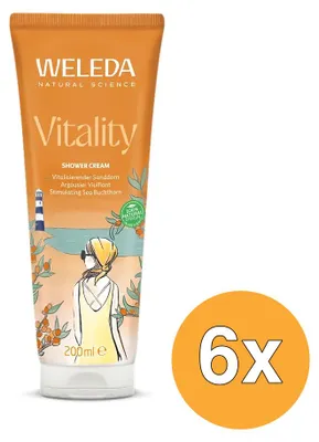 Productafbeelding van 6x WELEDA Duindoorn vitaliserende douchecreme (200 ml)