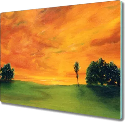 Produktbild von Coloray Küchenbrett Kochplattenabdeckung Hackbrett Schneidebrett Herdabdeckplatte 60x52 cm - Bäume Sonnenuntergang Himmel