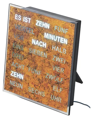 Produktbild von AMS T1240 Tischuhr mit LED-Wortuhr und Wurzelstruktur-Zifferblatt