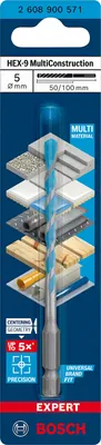 Immagine prodotto di BOSCH 2608900571 BOSCH EXPERT HEX-9 Multi Construction Betonbohrer, Ø 5,0 mm, 1 St.
