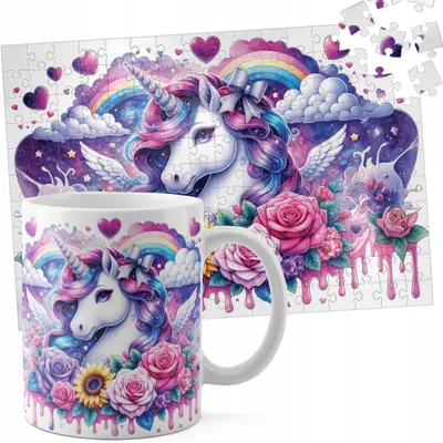 Obrázek produktu pro Zestaw Kubek + Puzzle 110El - Jednorożec Unicorn Koń