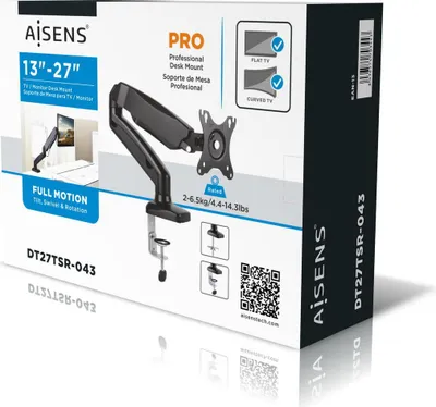 Produktbild von AISENS DT27TSR-043, Klemme, 9 kg, 33 cm (13"), 81,3 cm (32"), 100 x 100 mm, Schwarz