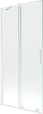 Zdjęcie produktu dla Mexen Velar parawan nawannowy 2-skrzydłowy rozsuwany 90 x 150 cm, transparent, biały - 896-090-000-01-20