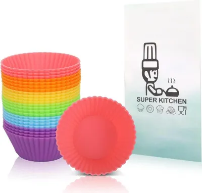 Image de Moule à mini-muffins en silicone Moules à pâtisserie antiadhésifs Lot de 24