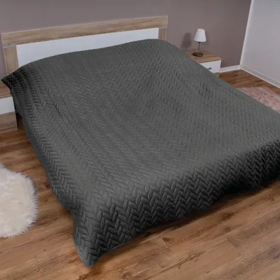 Obrázek produktu pro Přehoz přes postel XXL (220x240 cm) s polstrovanou mezivrstvou (antracit) přehoz přes postel - ÖKO-Tex 100, prošívaná letní přikrývka - deka, oboustranná přikrývka
