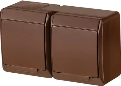 Produktbild von Aufputz AP Schuko zweifach doppel Steckdose IP44 Farbe braun Feuchtraum HERMES