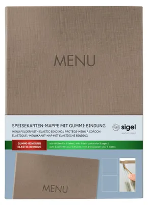 Produktbild von SIGEL SM210 Speisekarten-Mappe, Gummi-Bindung, A4, beige