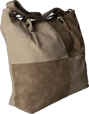 Produktbild von Shopper DI-1027 aus Kunstleder, Braun, 42x34x11 cm, mit Reißverschluss und verstellbarem Schultergurt