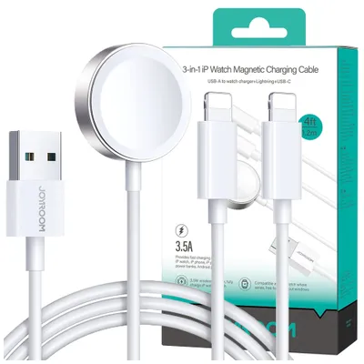 Produktbild von 3-In-1 Joyroom S-Iw007 Magnetisches Ladekabel Usb-A - Lightning 1,2M - Weiss