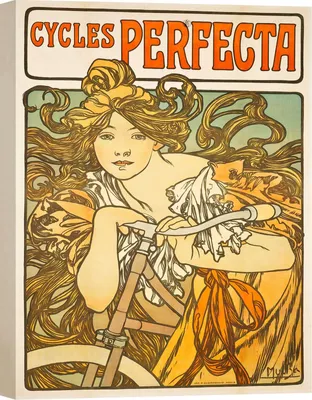 Imagen del producto de Reproducción artística en lienzo, Alphonse Mucha, Cycles Perfecta - 80x60 cm