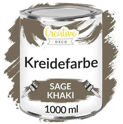 Produktbild von Creative Deco Khaki Kreidefarbe für Möbel 1000 ml | Möbellack, Möbelfarbe