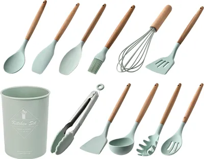 Produktbild von Küchenhelfer 12tlg Antihaft Küchenutensilien Set Silikon Küchenutensilien Kochbesteck-Sets
