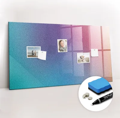 Produktbild von Magnetpinnwand Memoboard - Zubehörsatz - Weißer Marker + Schwamm + Magnete - 120 x 60 cm - Farbverlaufsmuster