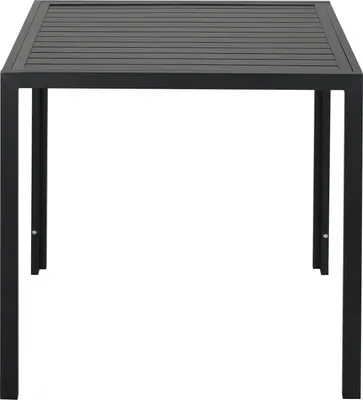 Produktbild von Gartentisch - Quadratischer Outdoor-Esstisch - 75x75x73 cm - 13 Latten - Aluminiumgestell - Holzoptik - Wetterfest - Für 4 Personen - Gelb