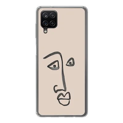 Produktbild von MuchoWow® Handyhülle Schutzhülle Hülle für Samsung Galaxy A12 Gesicht - Rosa - Strichzeichnung Silikon Softcase Handy Hülle - Bild