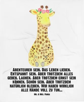 Produktbild von Mr. & Mrs. Panda Tagesdecke Giraffe Blumenkranz - Weiß - Geschenk, Sofaüberwurf, Abenteurer, Selbstliebe, Decke, Bettdecke, Afrika, Kuscheldecke, Freundin, Sofadecke