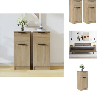 Immagine prodotto di vidaXL Credenze 2 pezzi rovere Sonoma 30x30x70 cm materiale a base di legno - Credenze