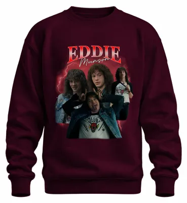 Produktbild von Eddie Munson Hellfire Club Stranger Metal Geschenk Vintage Sweatshirt Pullover, Burgundy, L