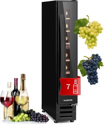 Image de Klarstein Cave a Vin Encastrable, Caves à Vin de 20L avec une Porte en Verre, Cave a Vins à Zone Unique, Bar Intérieur/Extérieur, Frigo Vin, Cave a Vin de Vieillissement, Mini Cave à Vin 7 Bouteilles