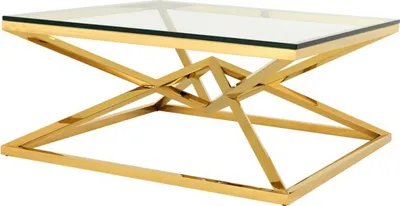 Produktbild von Casa Padrino Luxus Art Deco Designer Couchtisch Edelstahl Gold mit Glas 100 x 100 cm - Luxus Kollektion - Beistelltisch Hotel Möbel