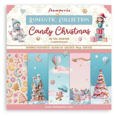 Produktbild von Scrapbook Papier Pad 30,5x30,5cm Candy Christmas, doppelseitig, säurefrei